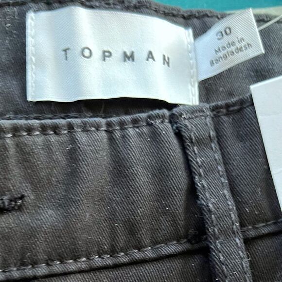 NWT Black Flat Front Men’s Topshop “Stretch Skinny” Shorts Size 30 - Picture 10 of 11